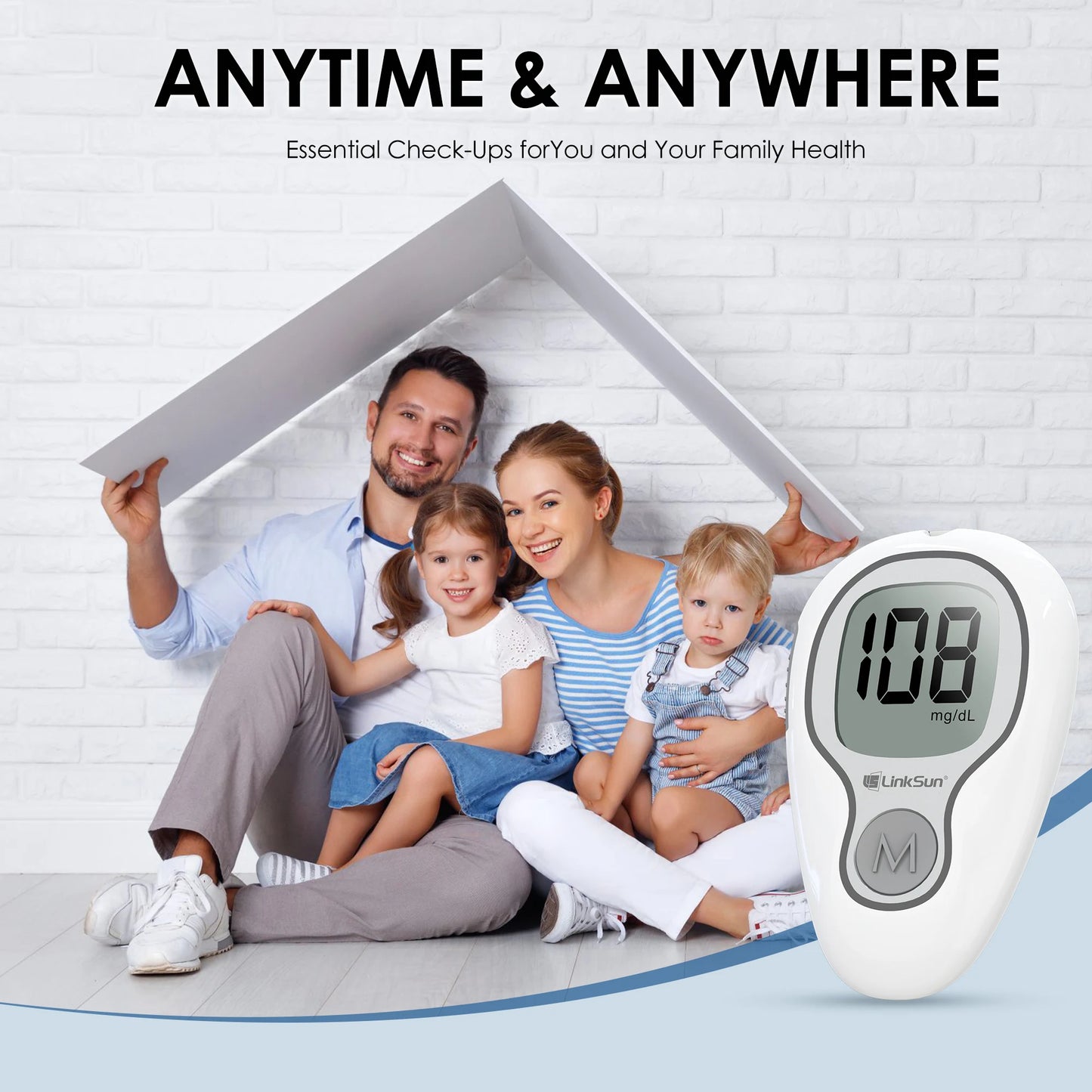 Linksun Glucose Meter Kit With Blood Sugar Test Strips