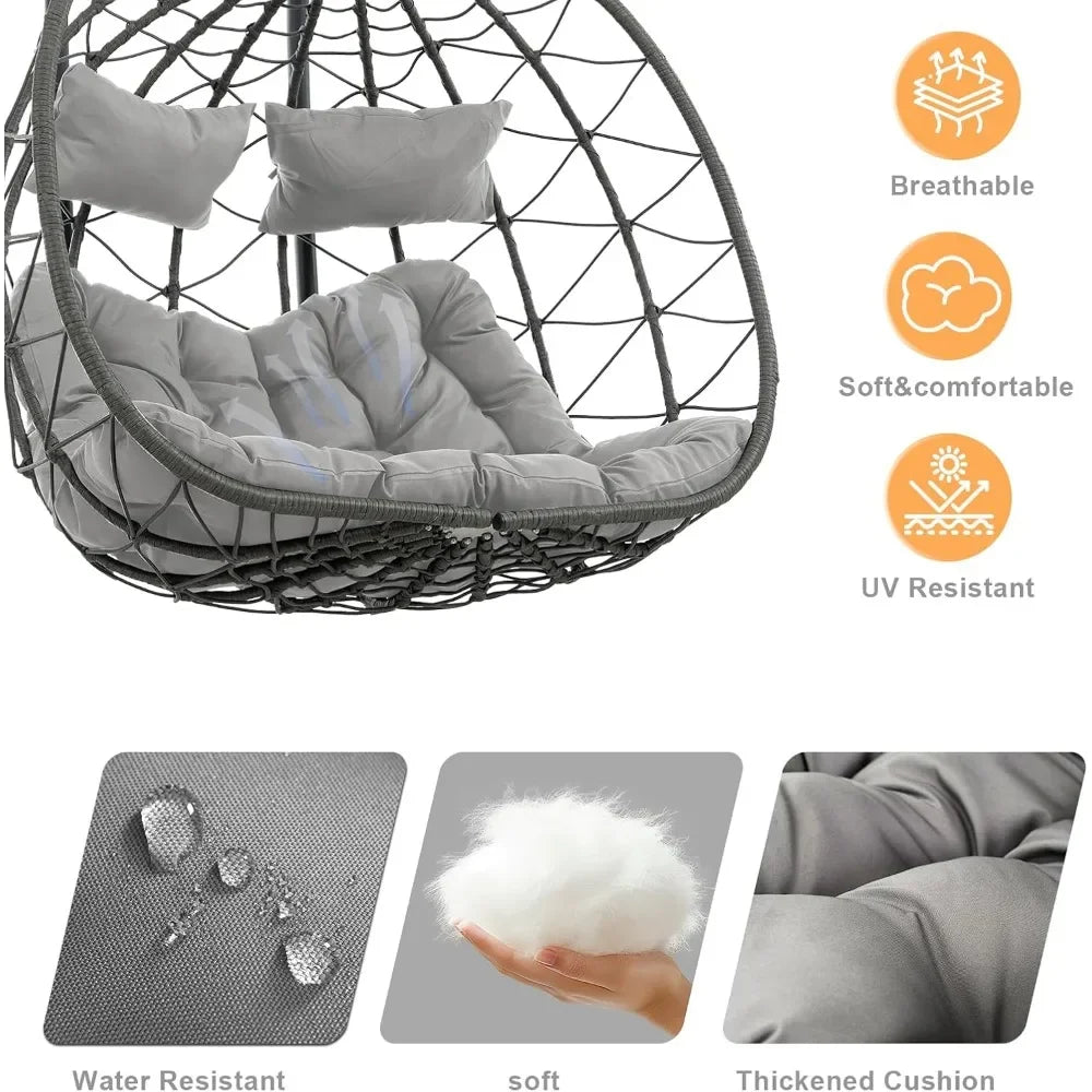 ANGDUO Egg Swing Chair With Stand For Outdoor Patio