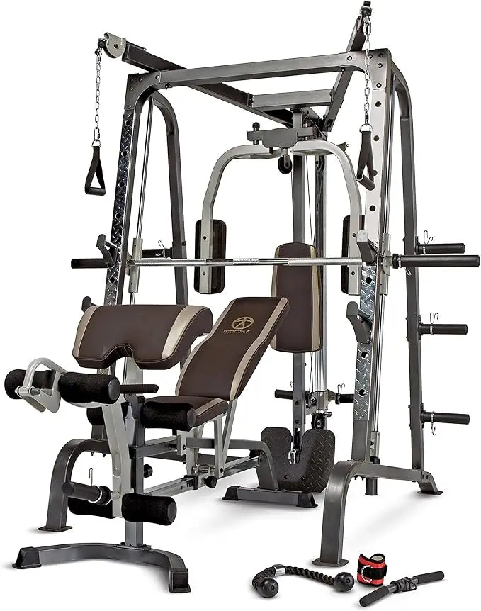MARCY Smith Cage Workout Machine Full Body StrengthTraining Home Gym Equipment System with Leg Developer, Press Bar