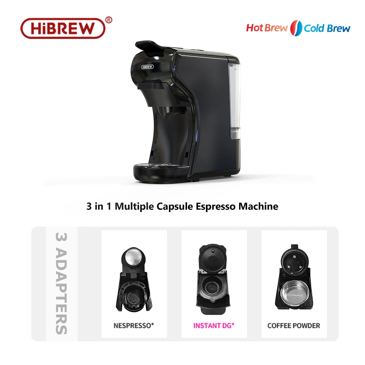 HiBREW 19 Bar 4in1 Capsule Espresso Coffee Maker Milk Frother