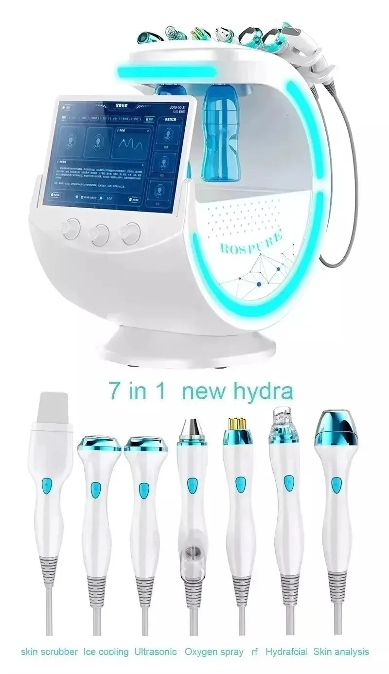7 In 1 Skin Ultrasonic Rejuvenation Microdermabrasion Hyperbaric Oxygen Facial Machine Deep Facial Care Smart Ice Blue Beauty