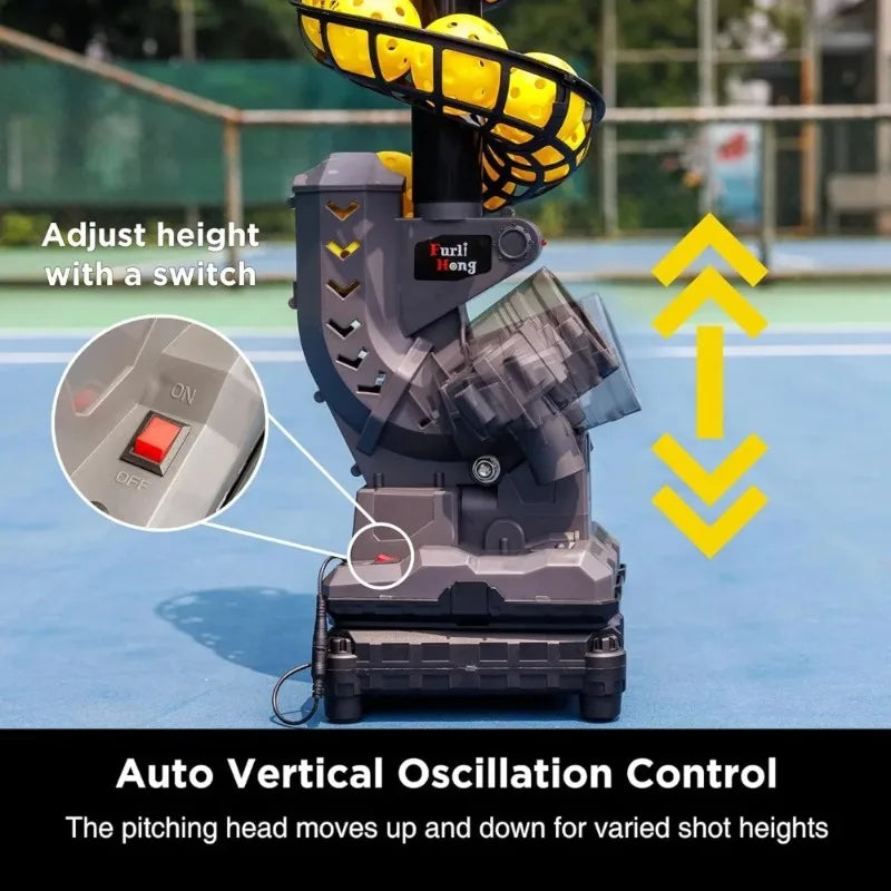 Pickleball Machine With Oscillating Base Auto Swing Launch Port Adjustable Speed Battery And AC Powered Free Shipping