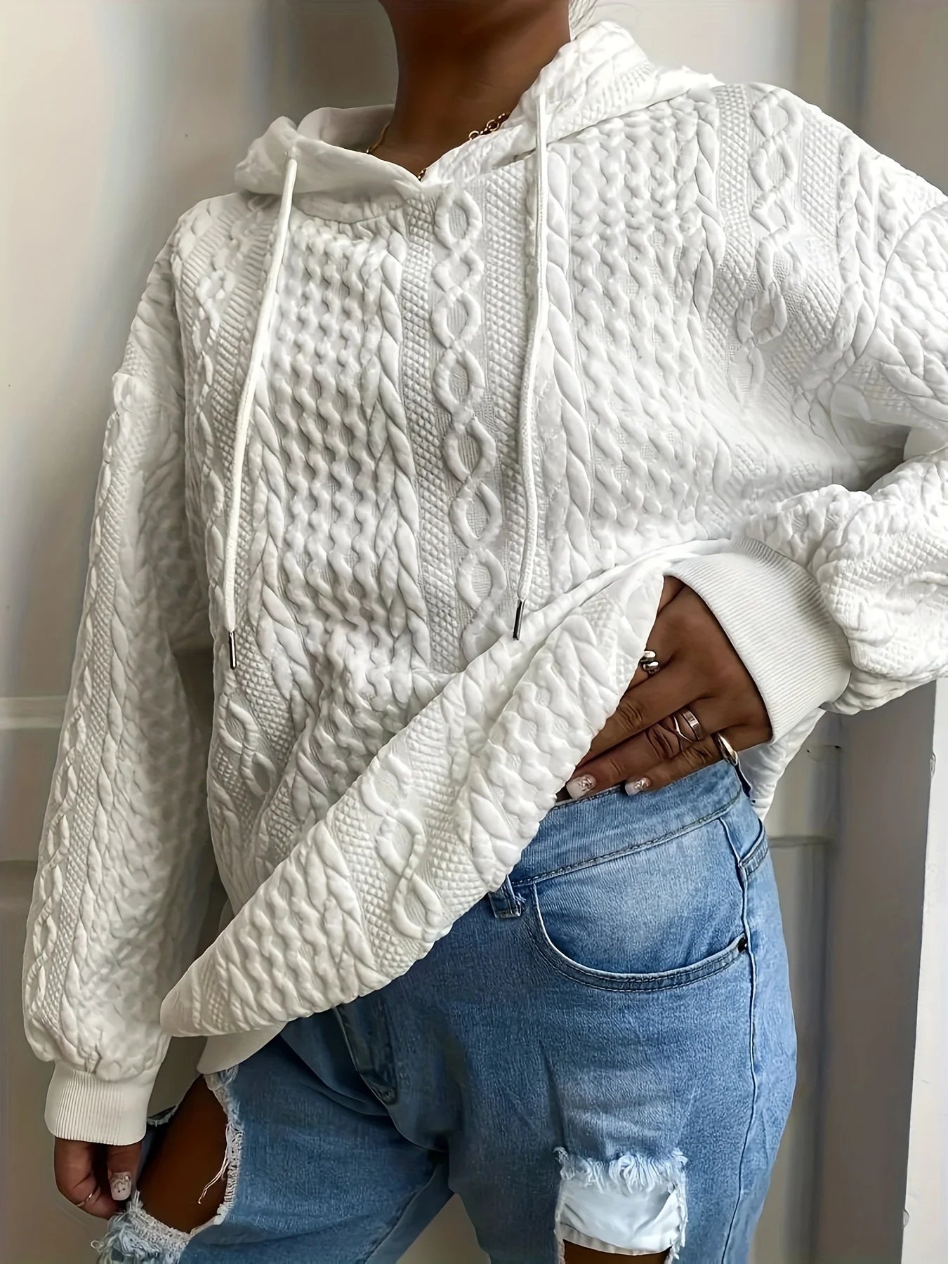Women Pullover Hoodie Long Sleeve Drawstring Sweatshirt