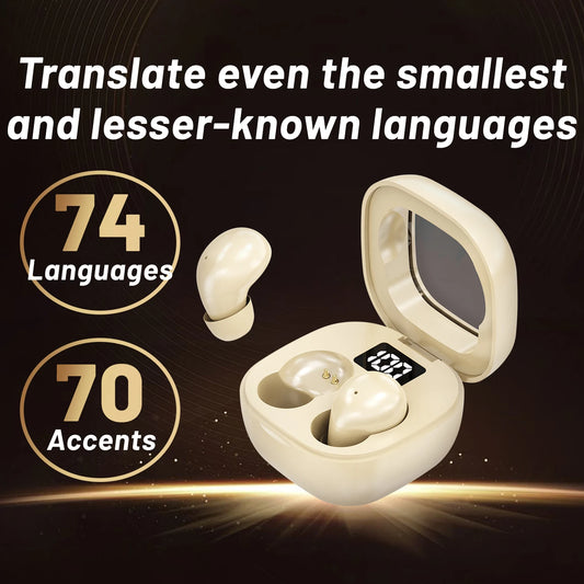 AI Earphones Bass Sleep Headphones Wireless Bluetooth Headset HD Call Wireless Earbuds for Business Office Travel and Shopping