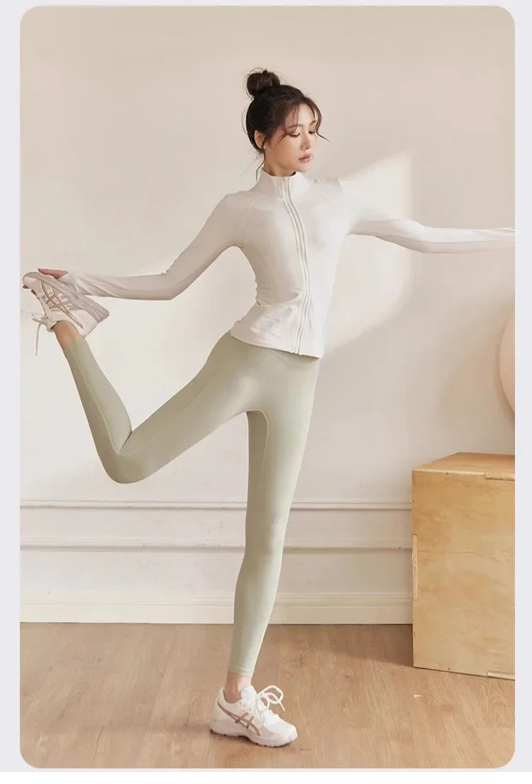 Women Zip Front Fitness Jacket Quick Dry Yoga Top Active