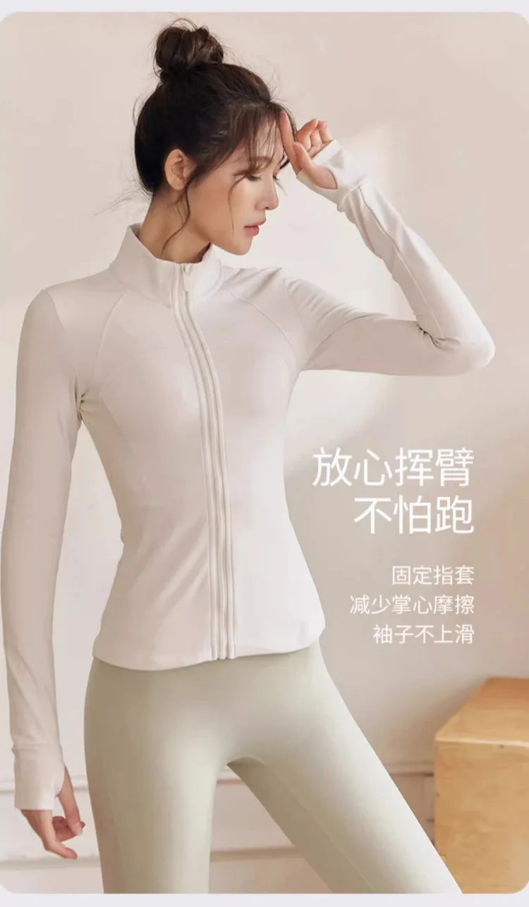 Women Zip Front Fitness Jacket Quick Dry Yoga Top Active