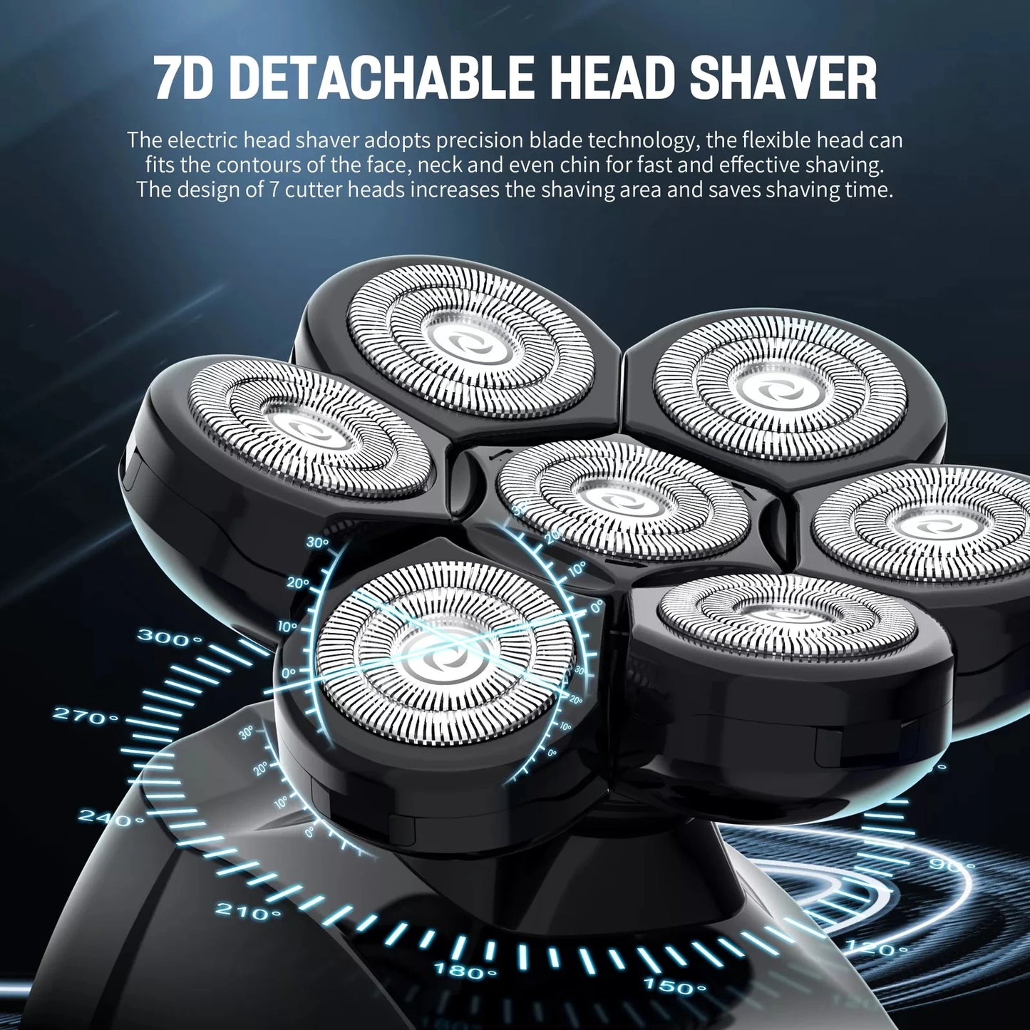 Sejoy Bald Men Hair Clippers Set Electric Head Shaver Facial Beard Trimmer Stainless Steel Blades Body Hair Shaving Machine