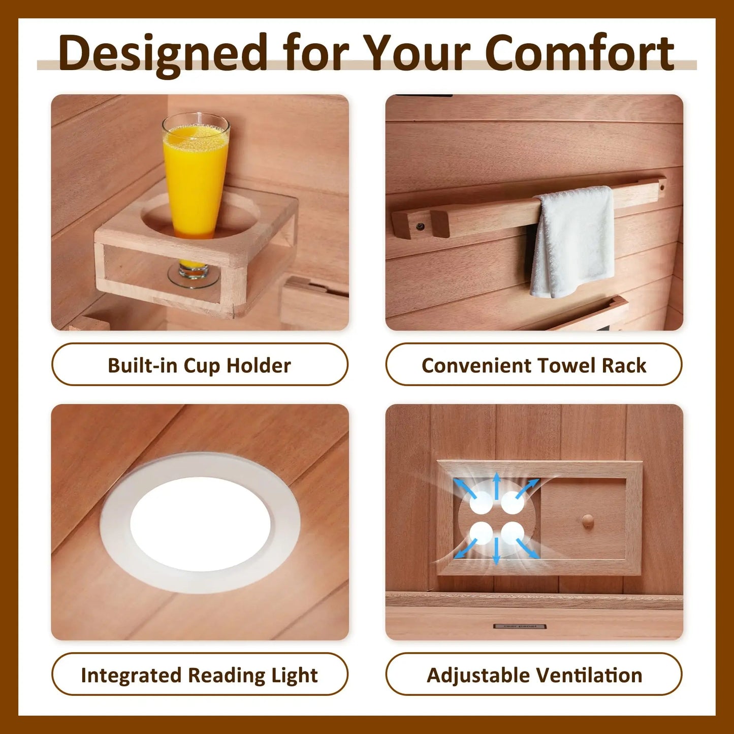 Infrared 2 Person Indoor Sauna With WiFi Control For Home