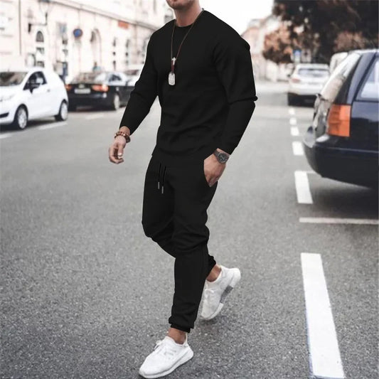 NONECN Men Two Piece Tracksuit Set Sweatshirt Sweatpants