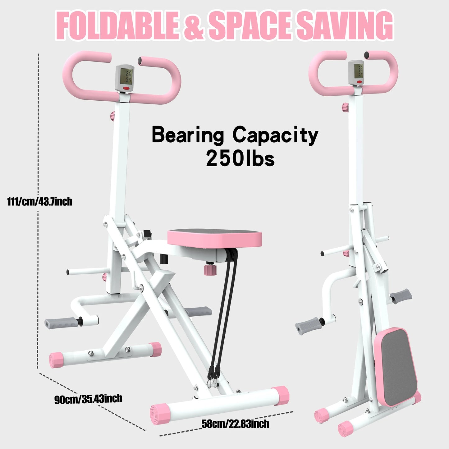 Foldable Squat Machine with Resistance Bands for Gluteus Maximus Training and Core Exercise