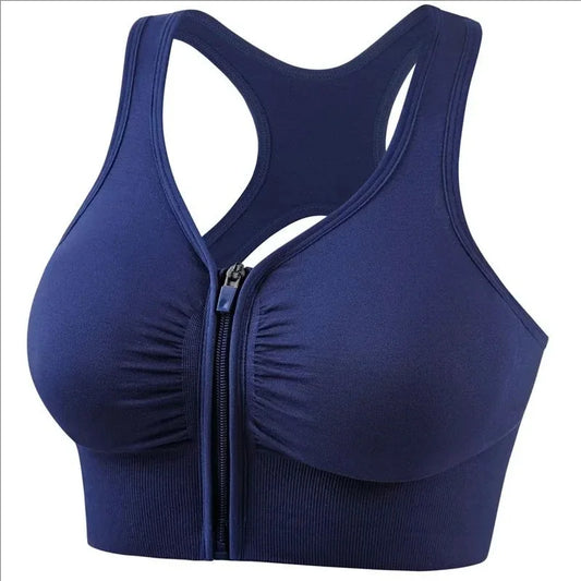 Women's Front Zip Sports Bra Fitness Top For Yoga Gym