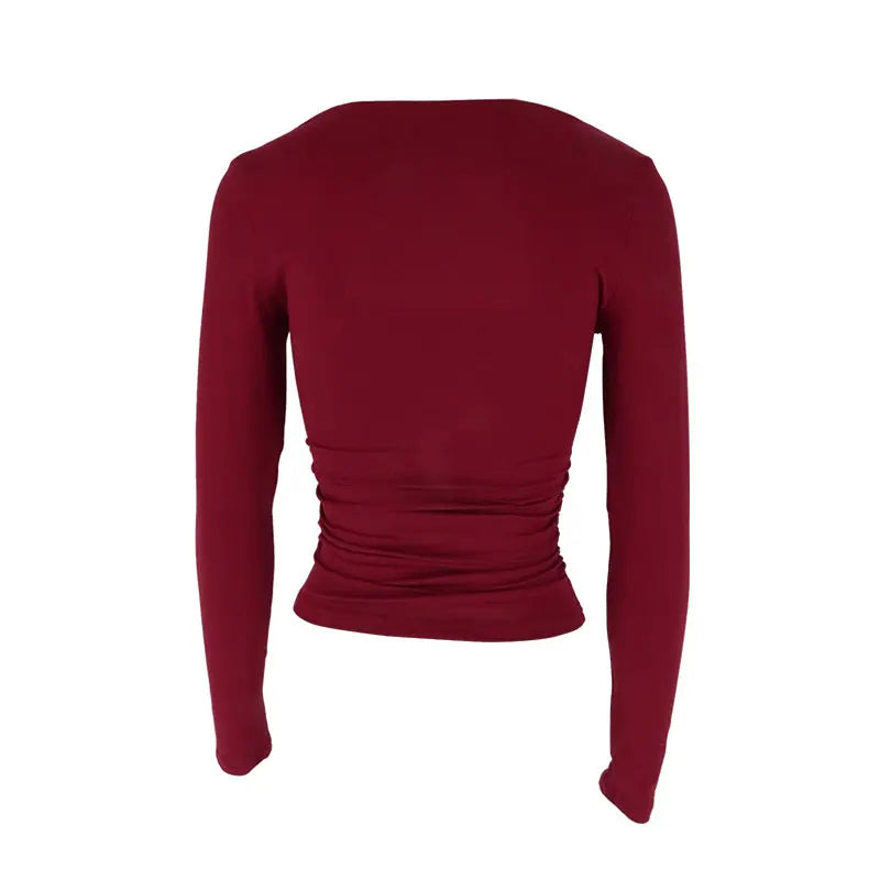 VYTBCN Autumn Women T Shirt Solid Elegant Long Sleeve Tee