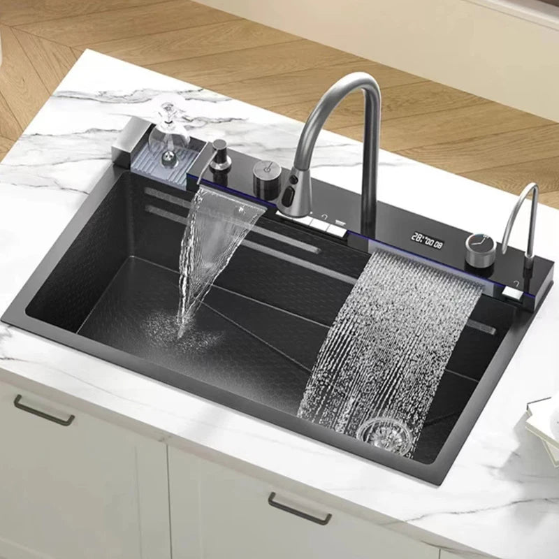 Rozin Stainless Steel Kitchen Sink with Digital Display Faucet
