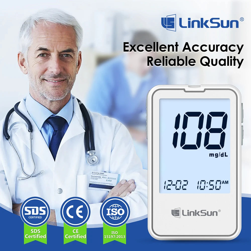 Linksun Glucose Meter Kit With Blood Sugar Test Strips