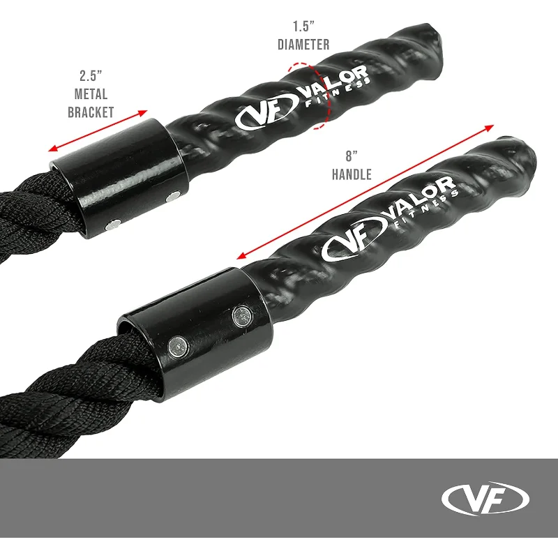 Valor Fitness Braided Nylon Battle Rope With Protective Sleeve