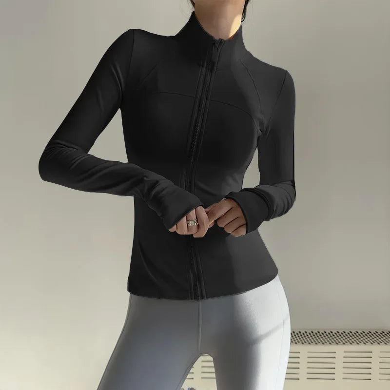 Women Zip Front Fitness Jacket Quick Dry Yoga Top Active