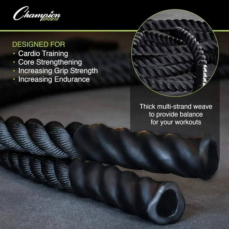 Champion Sports Heavy Duty Battle Rope For Strength And Conditioning