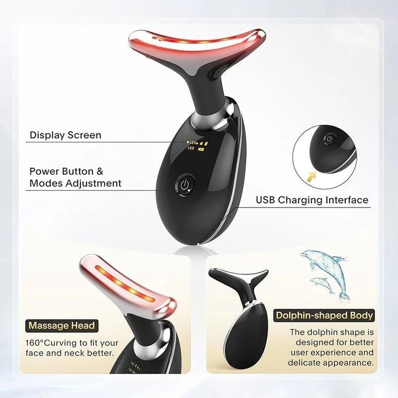 Commodity 7LED Color Vibrating Neck and Face Massager USB Charging