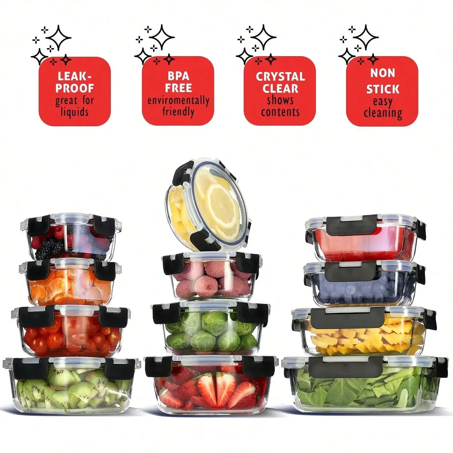 Glass Food Storage Containers Set With Airtight Lids