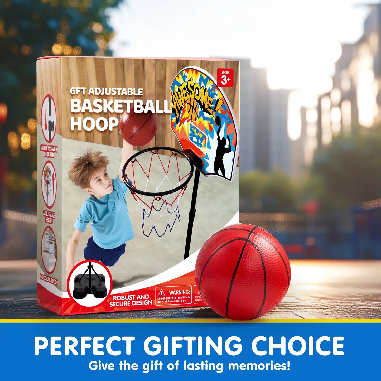 Joyfy Adjustable Kids Basketball Hoop For Indoor Outdoor Play