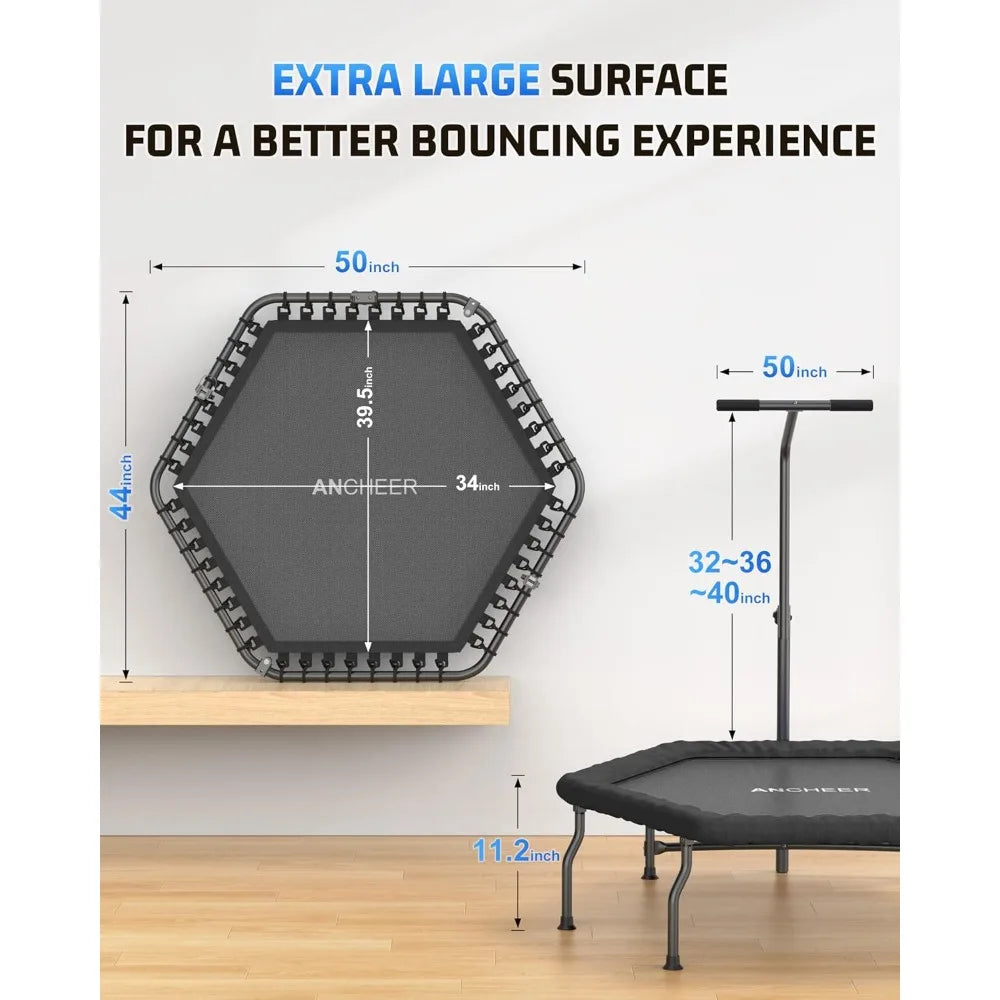 Foldable Fitness Trampoline With Adjustable Handles