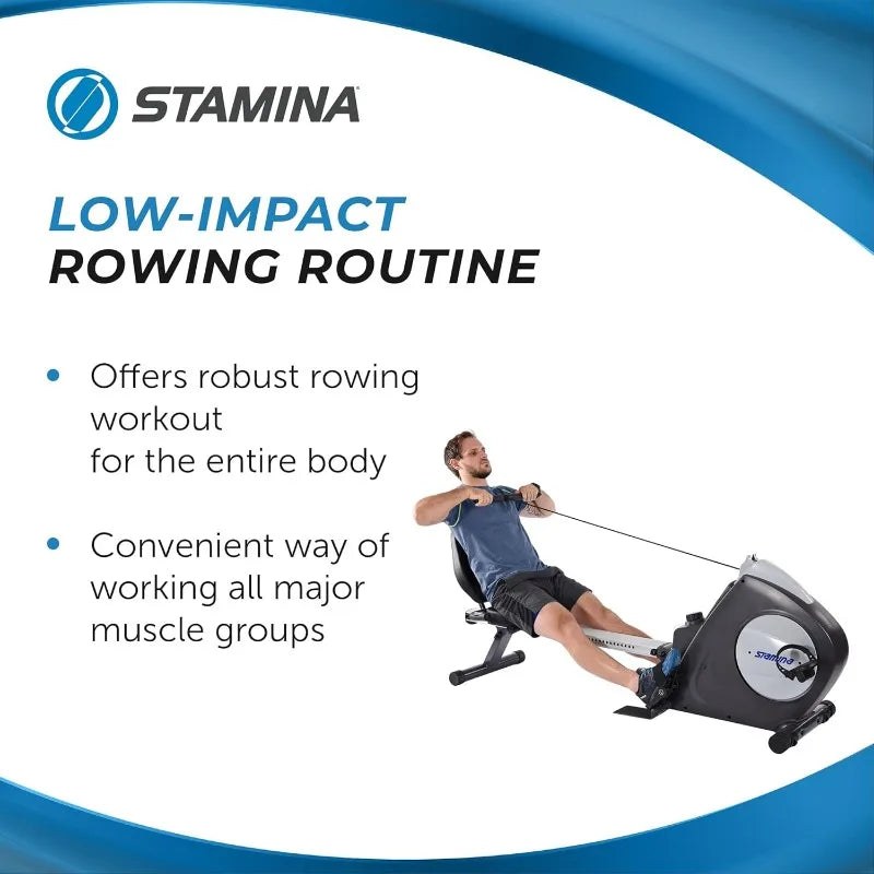 Stamina Conversion II Recumbent Exercise Bike and Rower - Cardio Machine with Smart Workout App - Exercise Bike