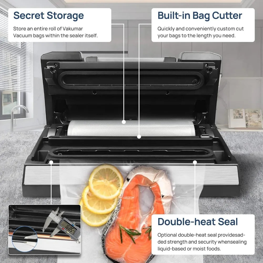 NEW 90Kpa Liquid Vacuum Sealer Machine Preservation Dry/Moist/Liquid Modes,LED Indicator Light,Handle Locked Design-Hot-Sell!