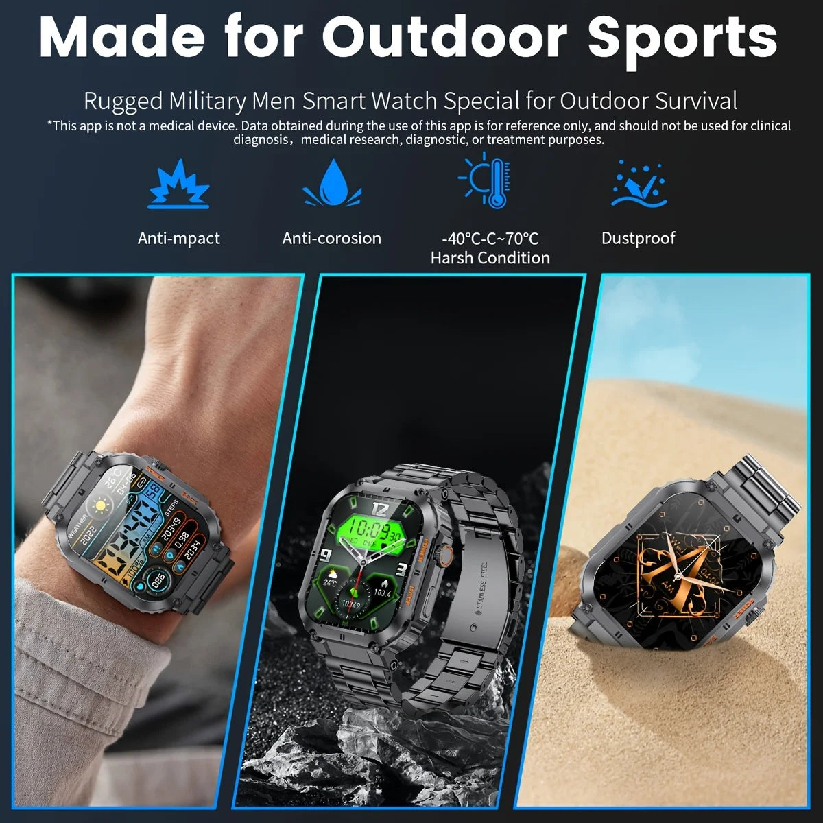 LIGE Outdoor Sports Smartwatch Bluetooth Calling Fitness