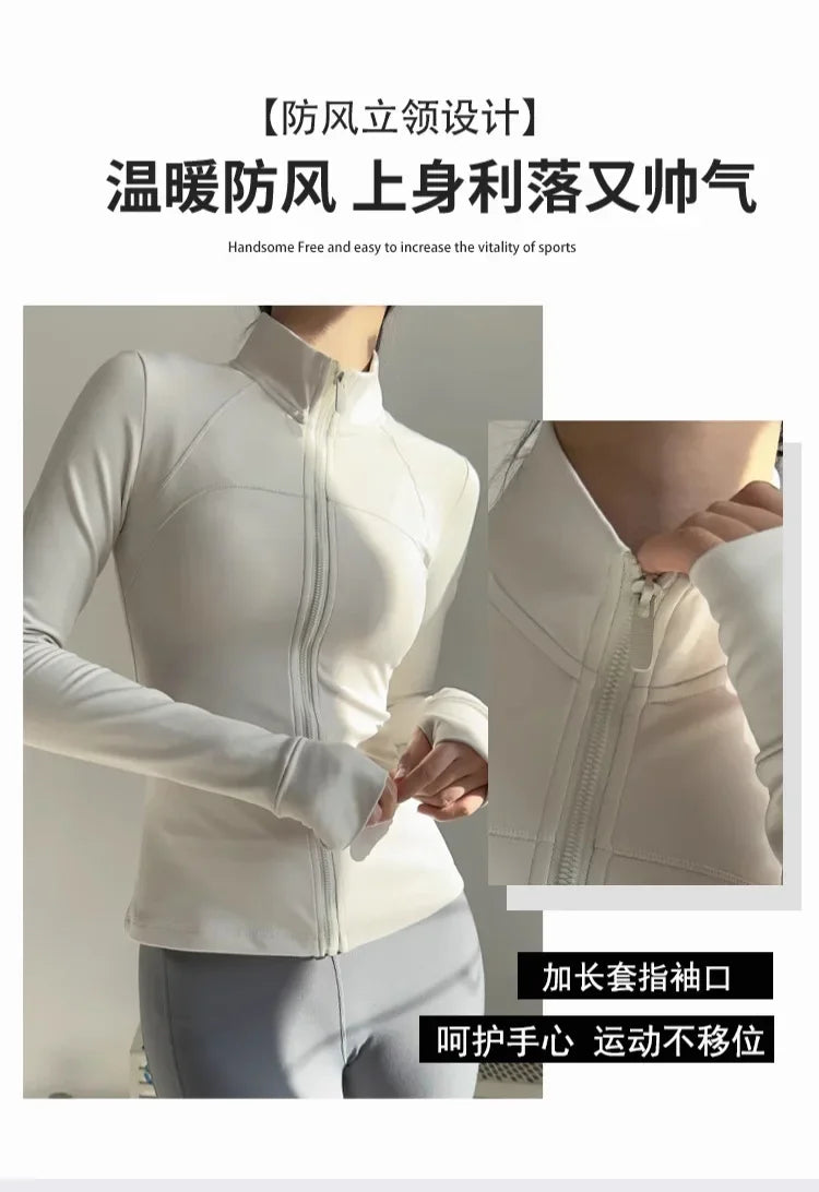 Women Zip Front Fitness Jacket Quick Dry Yoga Top Active