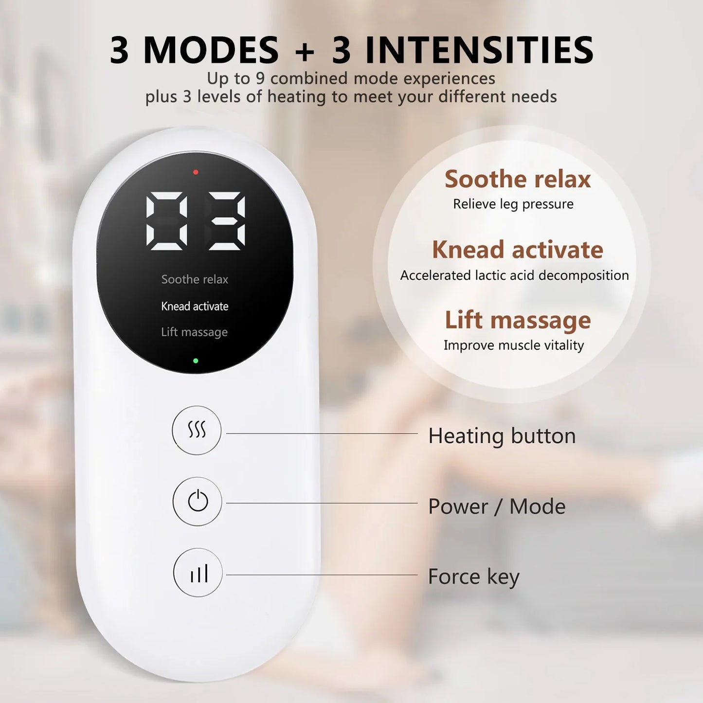 Smart Heating Leg Massage Machine Air Compression USB Rechargeable Wireless Leg Massager for Relaxation Calf Relief Muscle