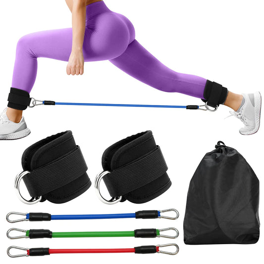 Hign-concerned TPE Resistance Bands Ankle Straps D-Ring Set For Leg Strength