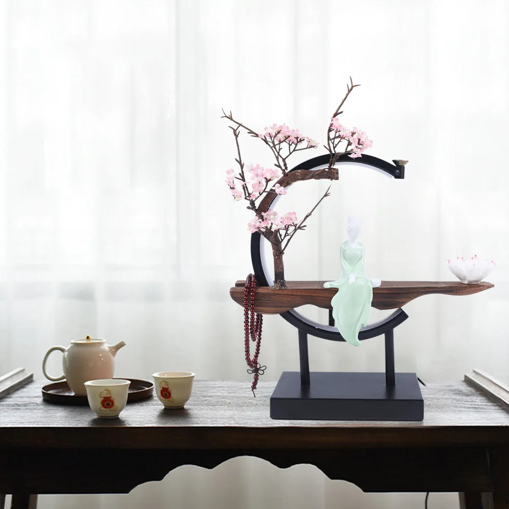 Bymaocar LED Reverse Flow Incense Burner With Blooming Floral & Smoke Waterfall Design, Creative Decor for Living Room & Office