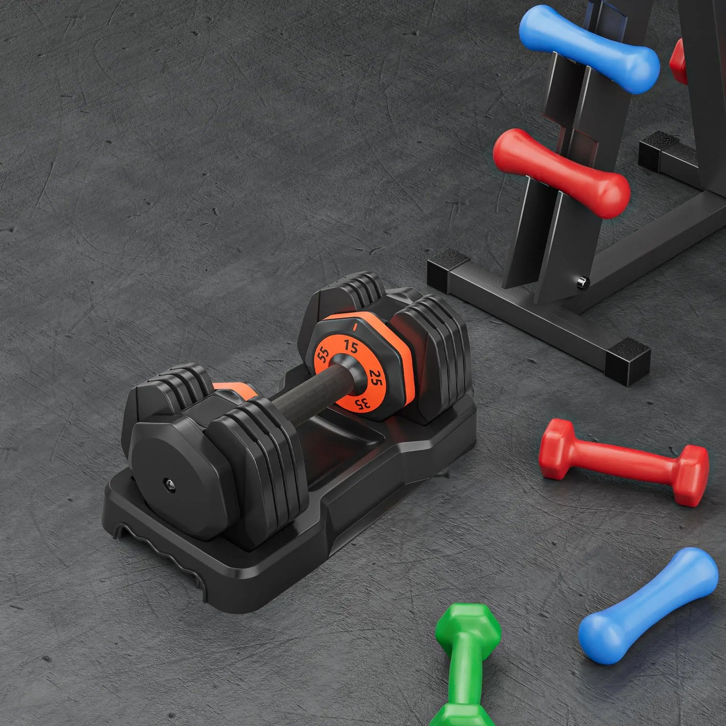 Adjustable 55LB 5-in-1 Dumbbell Set with Anti-Slip Metal Handle - Perfect for Home Gym Strength Training