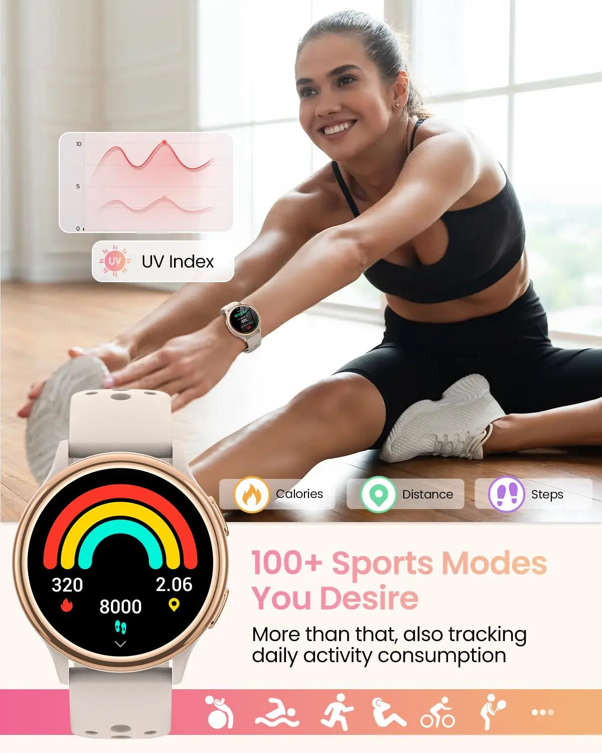 Anyloop Womens Smartwatch Fitness Tracker IPhone Android