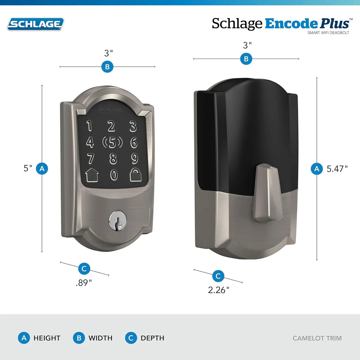 XMSJH Encode Plus WiFi Smart Deadbolt Lock Keyless Entry