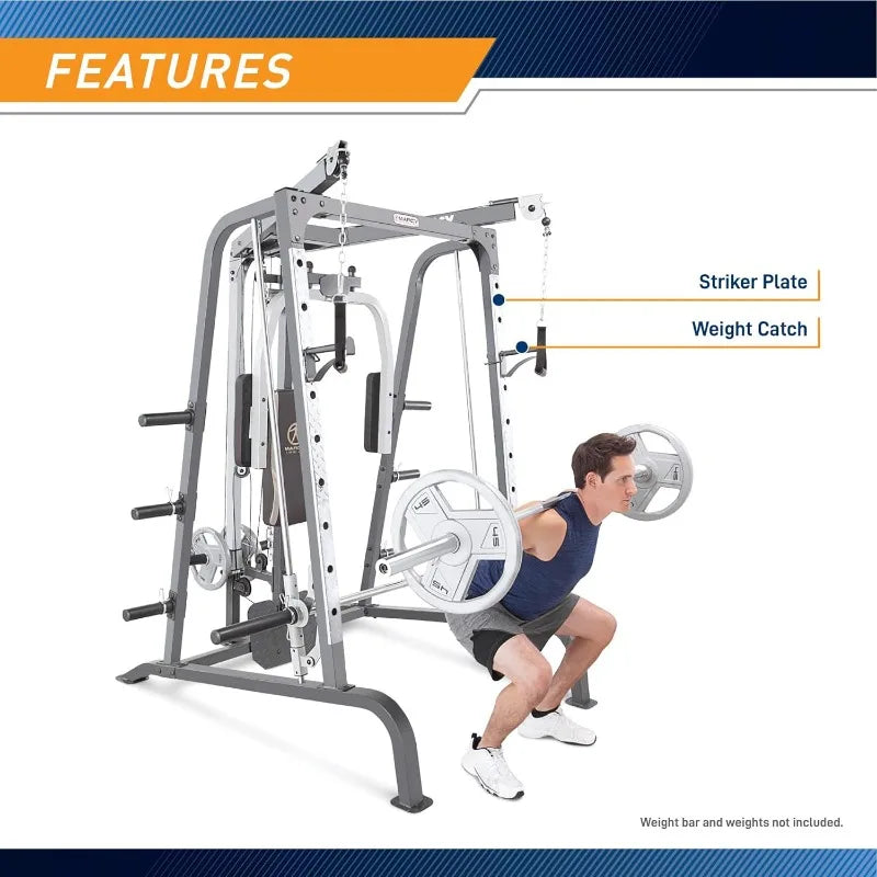 MARCY Smith Cage Workout Machine Full Body StrengthTraining Home Gym Equipment System with Leg Developer, Press Bar