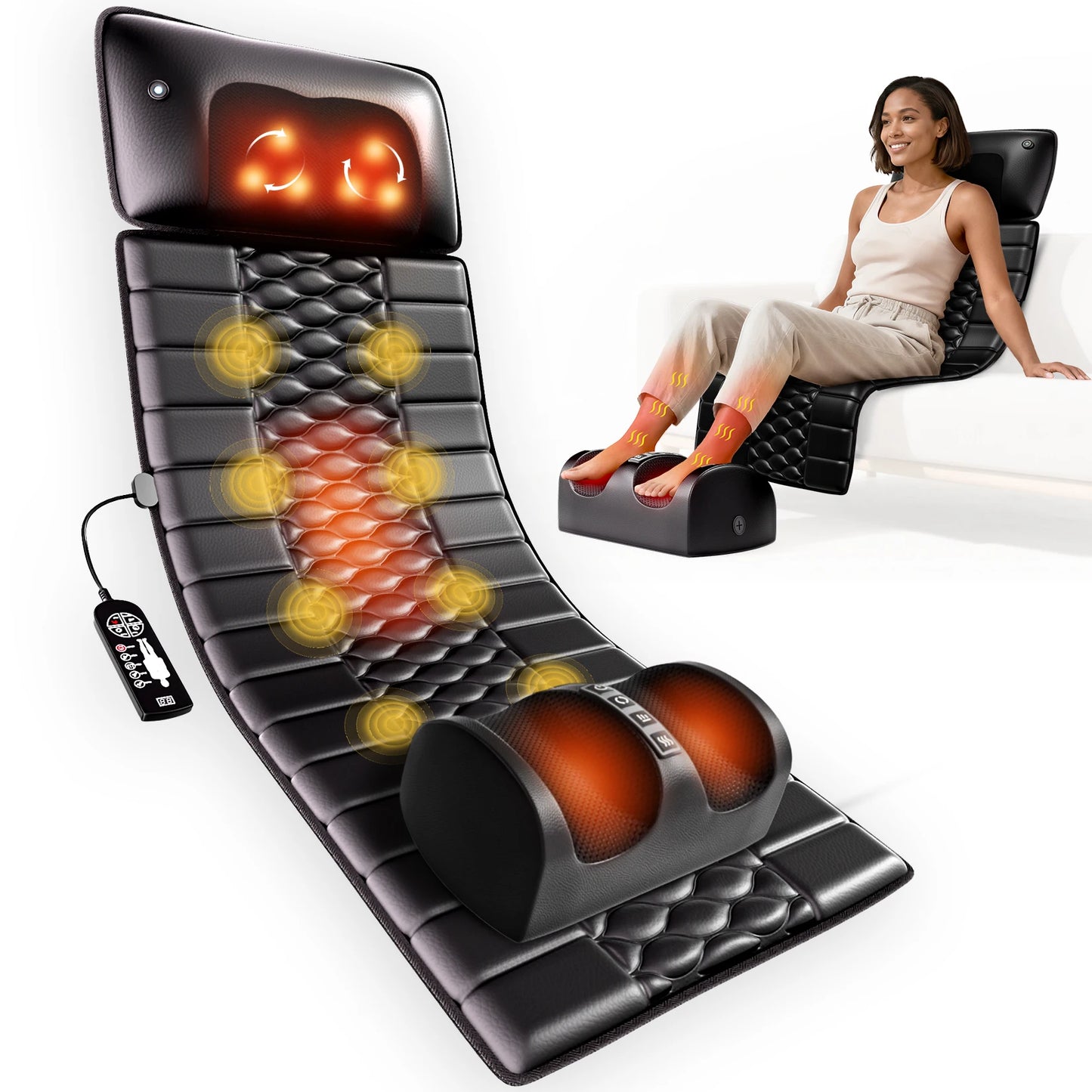 HOMEMASSA Shiatsu Full Body Massage Mat With Heat Massager Pad