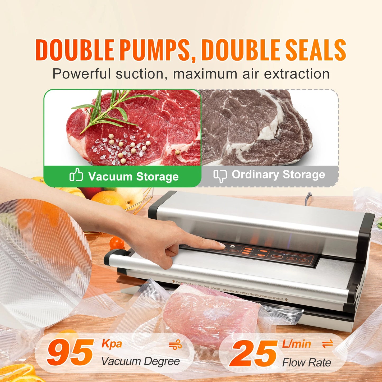 SucceBuy Multifunction Vacuum Sealer Machine With Bag Cutter Storage