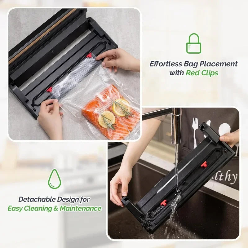 Fast Shipping Vacuum Sealer Machine for Food Storage with Sealer Bags and Roll Automatic Food Sealer for Sous Vide Compact Design