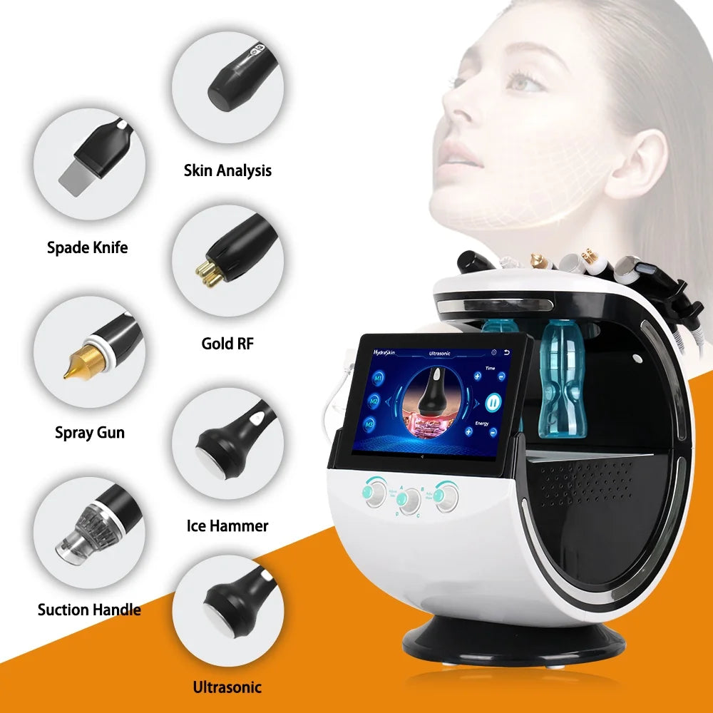 7 In 1 Skin Ultrasonic Rejuvenation Microdermabrasion Hyperbaric Oxygen Facial Machine Deep Facial Care Smart Ice Blue Beauty