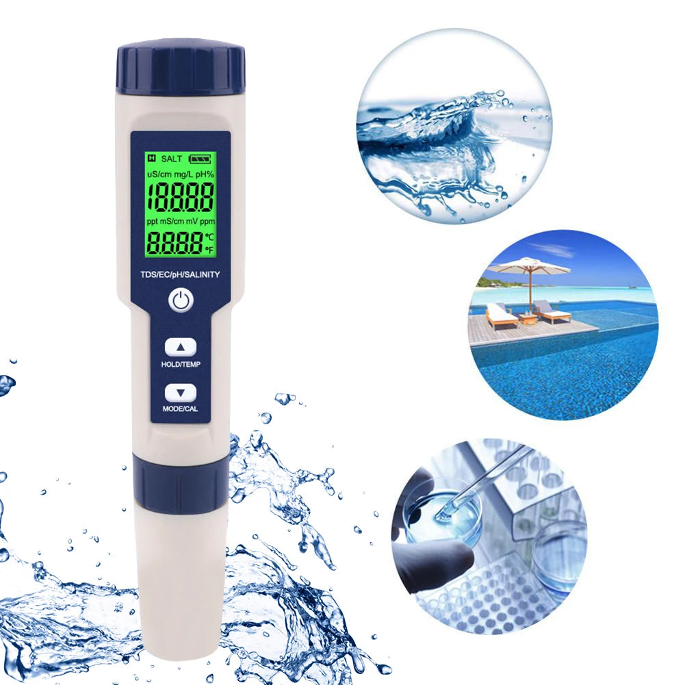 5 In 1 Digital TDS EC PH Salinity Temperature Meter