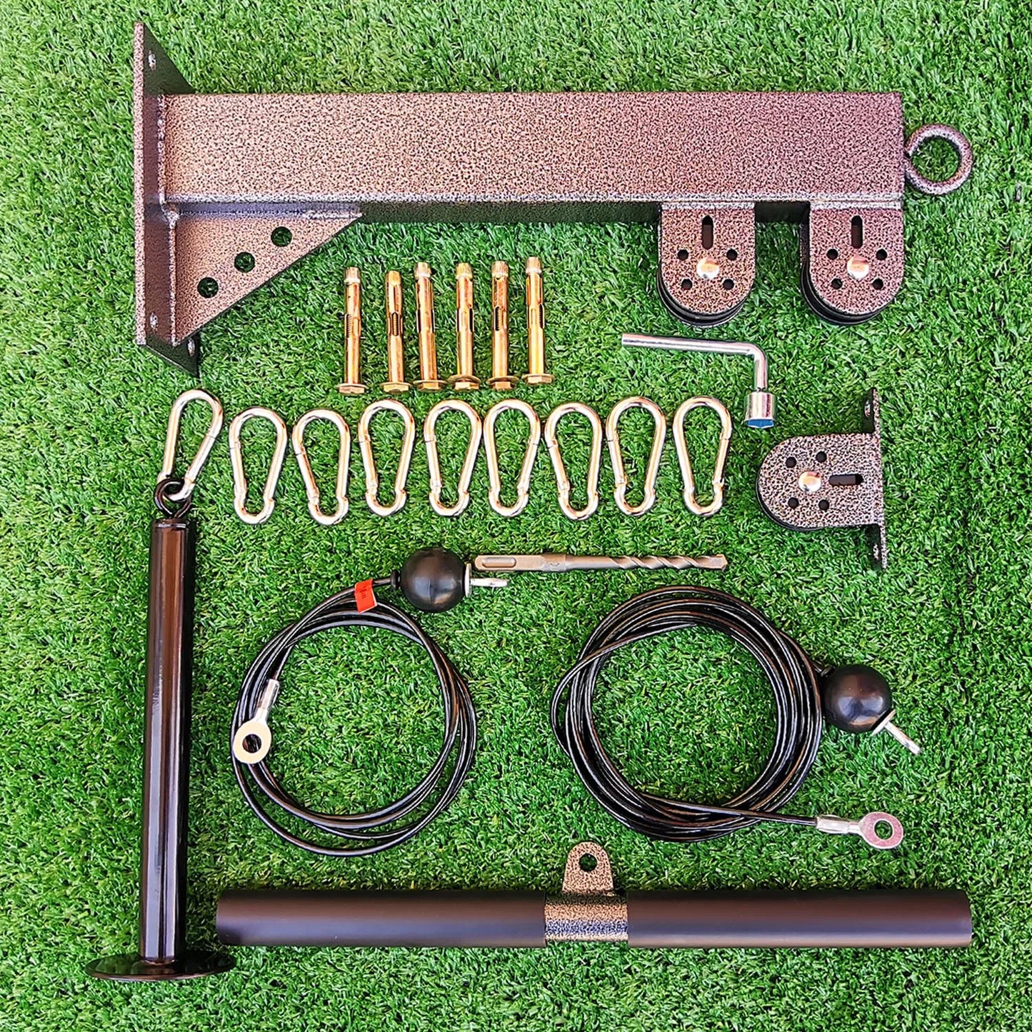 Fitness Cable Pulley System Wall Mounted LAT Pulldown Machine Tricep Rope Resistance Band Handles Gym Equipment