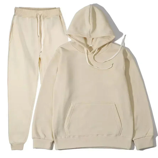 NONECN Winter Tracksuit Women Two Piece Set Hoodie Sweatpants