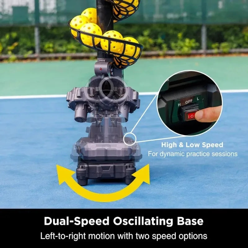 Pickleball Machine With Oscillating Base Auto Swing Launch Port Adjustable Speed Battery And AC Powered Free Shipping