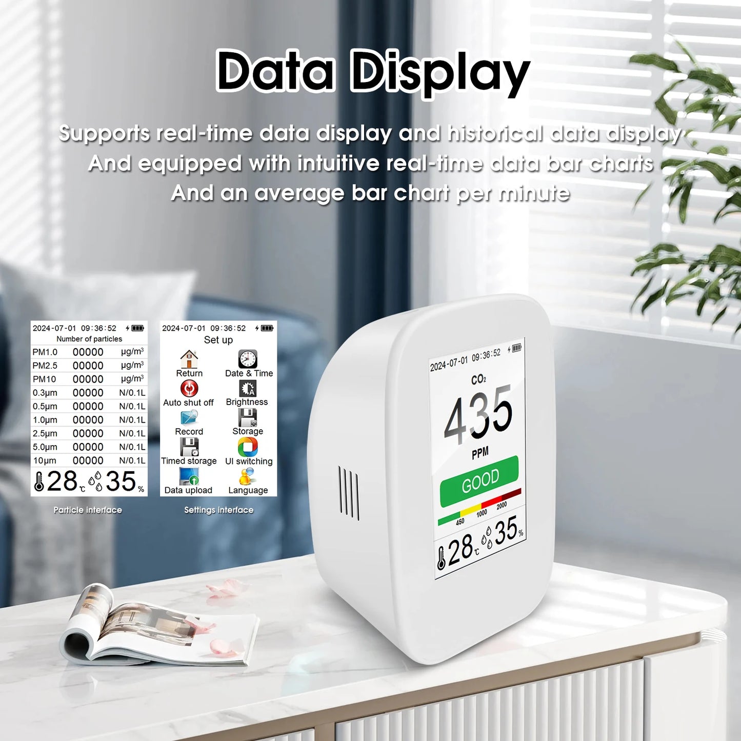 CAFU D9H Air Quality Detector CO2 PM25 TVOC Humidity