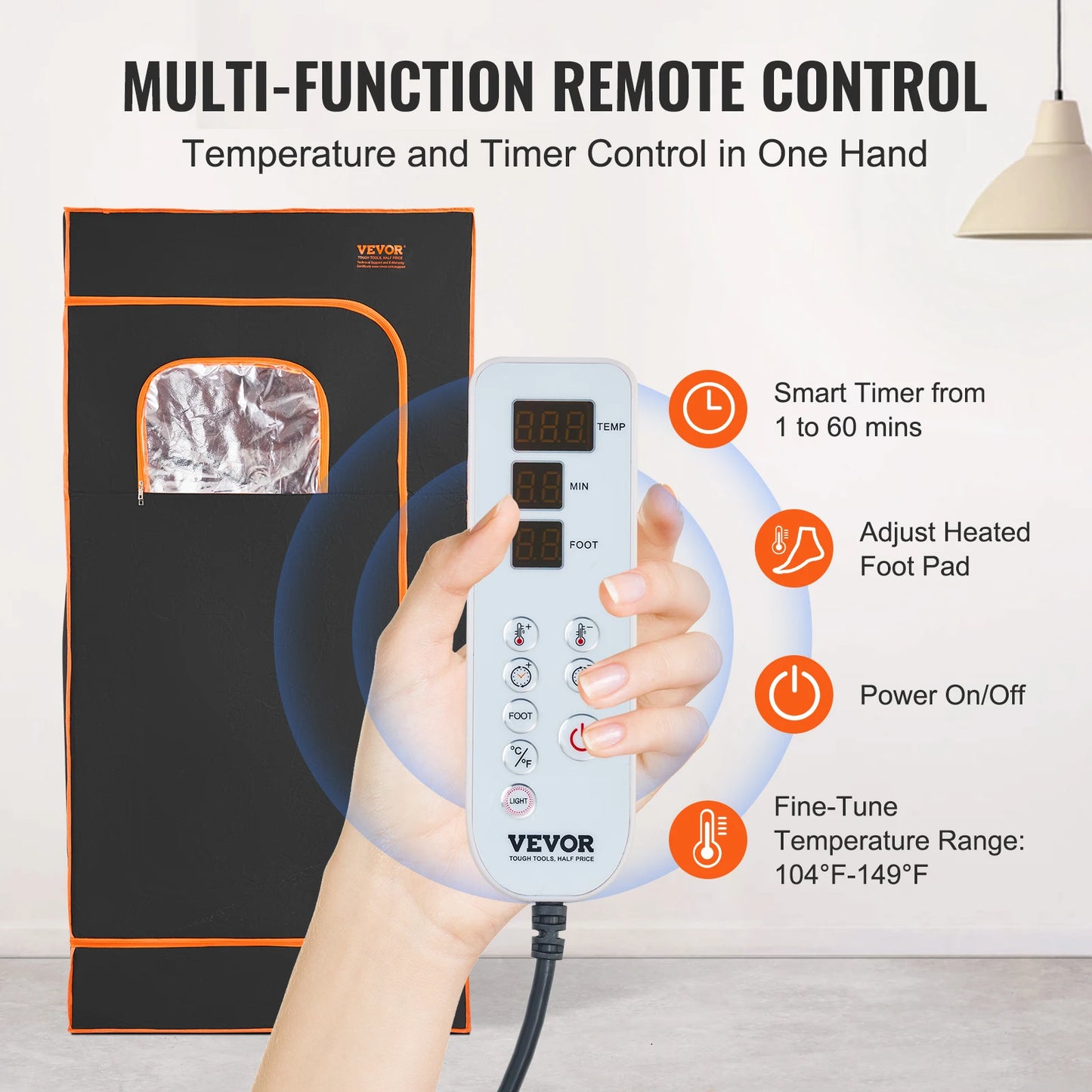 SucceBuy 1400W Portable Sauna Tent Personal Sauna Kit for Spa  Detoxify and Soothing Heated Body Therapy Remote Control Black