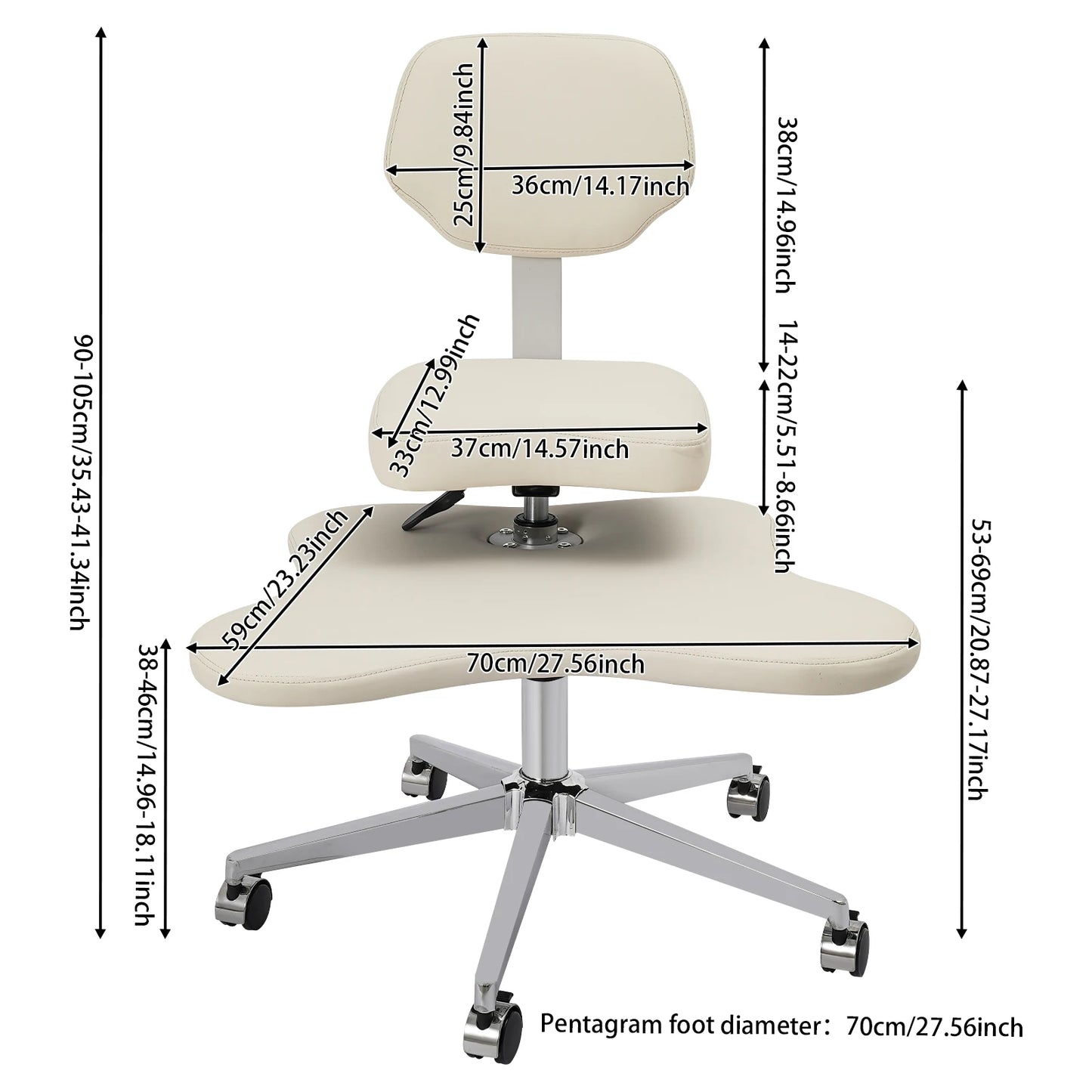 Cross-Legged Meditation Chair Relaxing Chair with Wheels Height Adjustable Seat for Yoga & Office Work Improve Posture