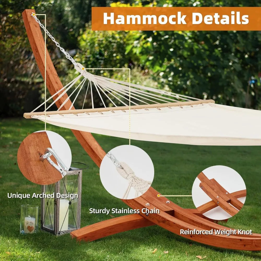 ECOTOUGEM Weather Resistant Wooden Hammock With Stand
