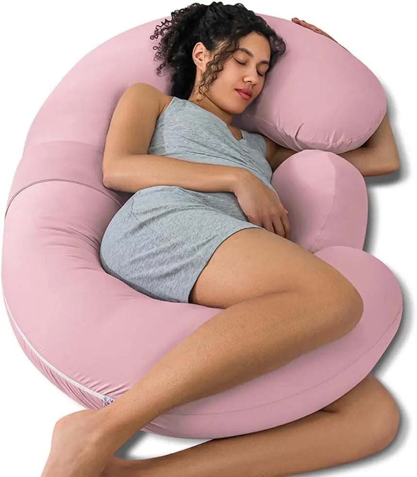 E Shaped Maternity Pillow With Wedge For Belly Support