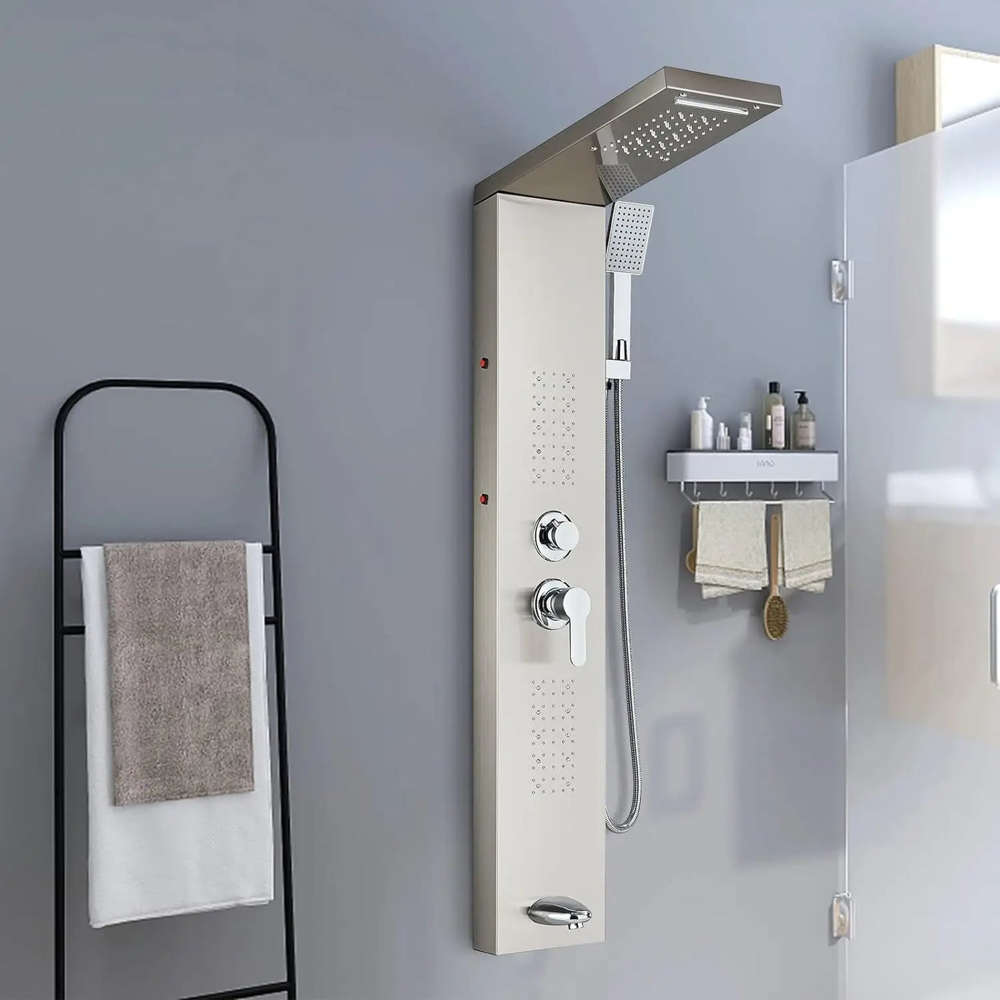 YANKSMART Stainless Steel Shower Panel System with LED Head